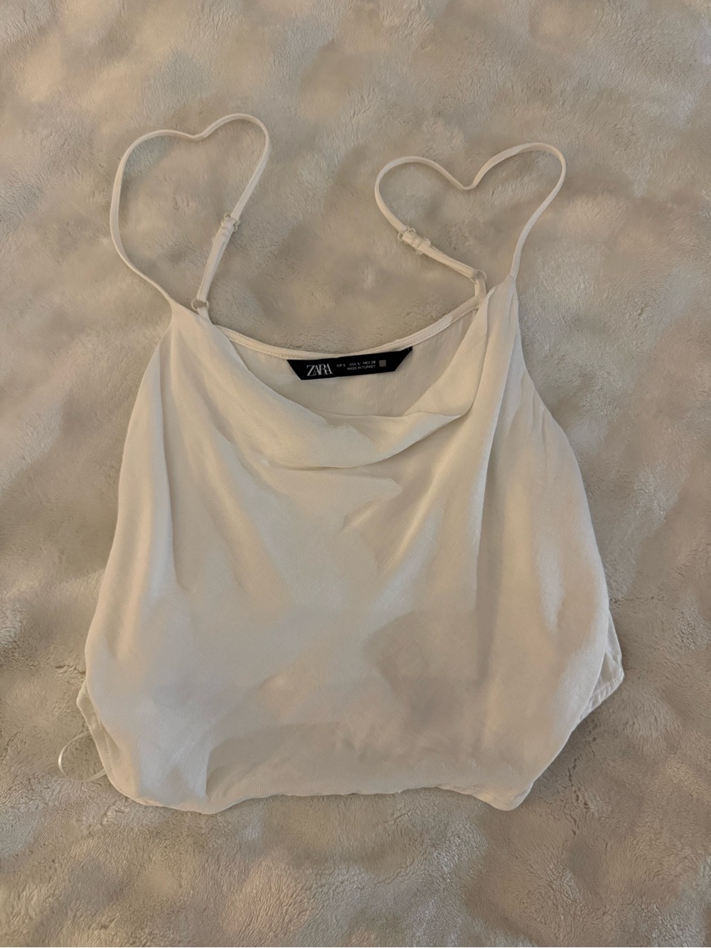 Zara Ivory Satin Cowl Neck Camisole